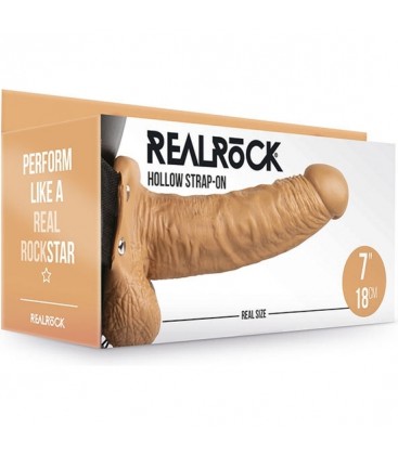 REALROCK CORREA HUECA CON TESTiCULOS 7 18 CM BRONCEADO