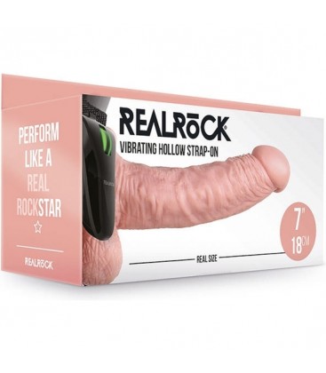 REALROCK STRAP ON HUECO VIBRATORIO CON TESTiCULOS 7 18 CM PIEL