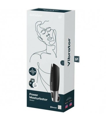 SATISFYER MASTURBADOR POWER CON VIBRACIoN NEGRO PLATA