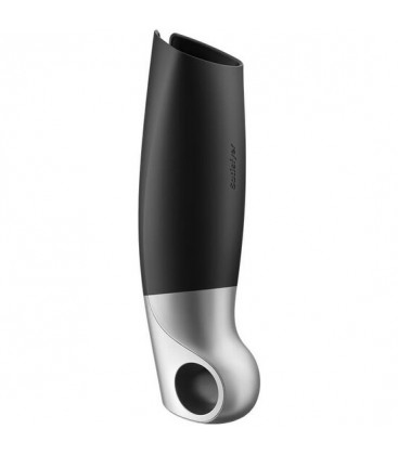 SATISFYER MASTURBADOR POWER CON VIBRACIoN NEGRO PLATA