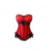 ATRACTIVO CORSET SEXY DE SATEN CON BALLENAS Y LAZOS NEGROS ROJO