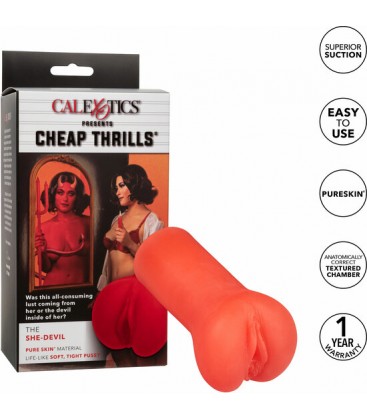 CALEXOTICS CHEAP THRILLS MASTURBADOR FORMA VAGINA ROJO