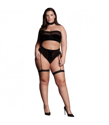 LE DeSIR SHADE ANANKE XII THREE PIECE WITH CHOKER BANDEAU TOP AND PANTIE WITH GARTERS PLUS SIZE