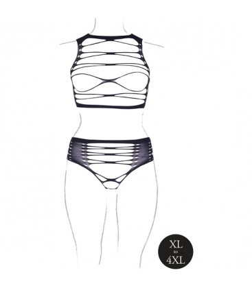 LE DeSIR SHADE HELIKE XLV DOS PIEZAS CON COPAS ABIERTAS CROP TOP Y BRAGUITA TALLA GRANDE