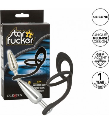 CALEXOTICS STAR FUCKER SLIM PLUG ANILLO CON PLUG PLATEADO