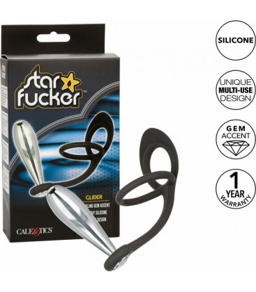 CALEXOTICS STAR FUCKER GLIDER PLUG ANILLO CON PLUG PLATEADO