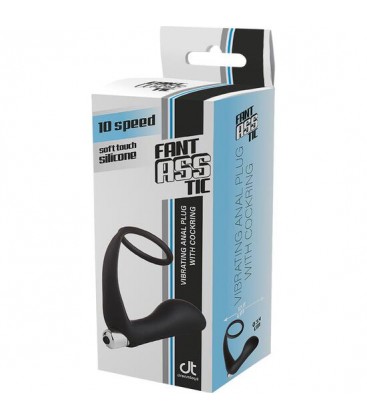 FANTASSTIC VIBRATING ANAL PLUG WITH COCKRING BLACK