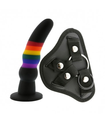 COLOURFUL LOVE STRAP ON SOLID DILDO