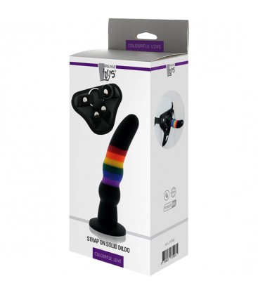 COLOURFUL LOVE STRAP ON SOLID DILDO