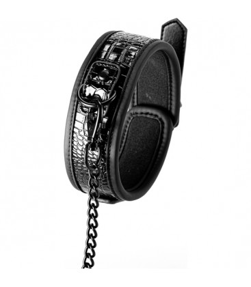 BLAZE COLLAR AND LEASH CROCO BLACK