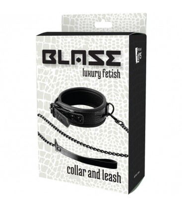 BLAZE COLLAR AND LEASH CROCO BLACK