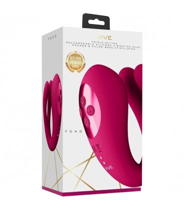VIVE YOKO VIBRADOR TRIPLE ACCION CON PULSACION ROSA