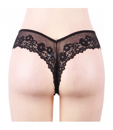 BRAGUITAS DE ENCAJE FLORAL SEXY NEGRO