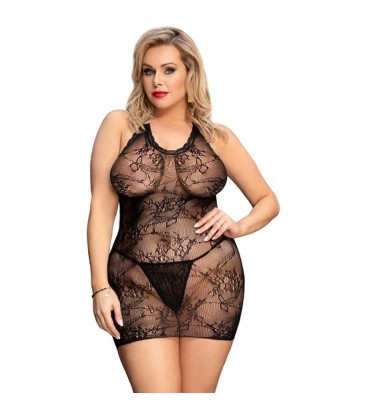 3XL MINI VESTIDO DE MALLA CON ABERTURA ESPALDA DESCUBIERTA