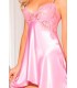 vestido de raso y encaje rosa