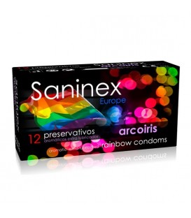 SANINEX ESPECIAL USO GAY ARCO IRIS LISO AROMATICO FLORAL 12 UDS