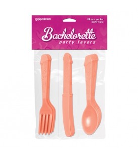 BACHELORETTE SET DE CUBERTERIA EN FORMA DE PENE 24 PZS