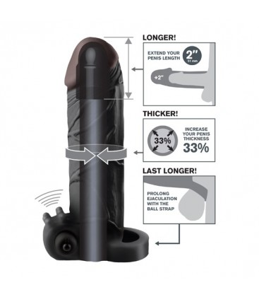 EXTENSION PARA EL PENE CON VIBRADOR REAL FEEL 2 NEGRO