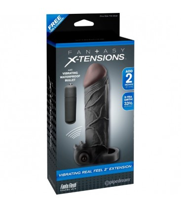 EXTENSION PARA EL PENE CON VIBRADOR REAL FEEL 2 NEGRO