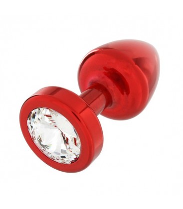 PLUG ROJO DE ACERO INOXIDABLE CON CRISTAL DE 25 MM