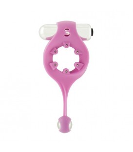 ANILLO VIBRADOR CON ESTIMULADOR ANAL ROSA