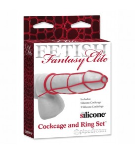 FETISH FANTASY ELITE SENT FUNDA Y ANILLOS PARA EL PENE ROJA