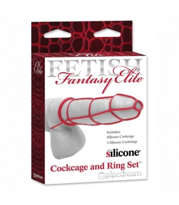 FETISH FANTASY ELITE SENT FUNDA Y ANILLOS PARA EL PENE ROJA