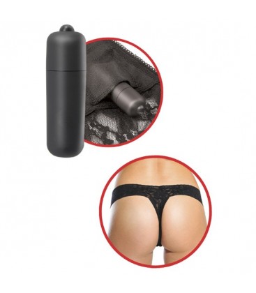 FETISH FANTASY TANGA DE ENCAJE NEGRO CON VIBRADOR