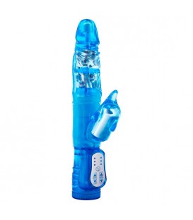 VIBRADOR CON ESTIMULADOR DE CLITORIS AZUL