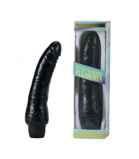 VINIL P-SHAPE VIBRATOR BLACK PENE 20 CM.