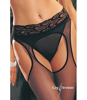 LEG AVENUE PANTYS EN NEGRO EFECTO LIGUERO CON ENCAJE EN LA CINTURA