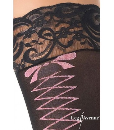 LEG AVENUE MEDIAS OPACAS NEGRAS CON ENTRELAZADO ESTAMPADO