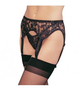 LEG AVENUE LIGUERO DE ENCAJE CON TANGA A JUEGO NEGRO