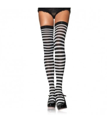 LEG AVENUE MEDIAS OPACAS A RAYAS NEGRO BLANCO