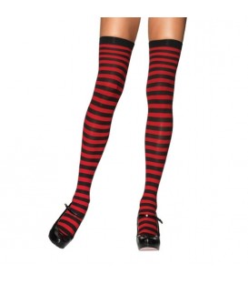 LEG AVENUE MEDIAS OPACAS A RAYAS NEGRO-ROJO