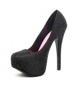 LEG AVENUE BOMBSHELL PUMP NEGRO SATINADO CON STRASS