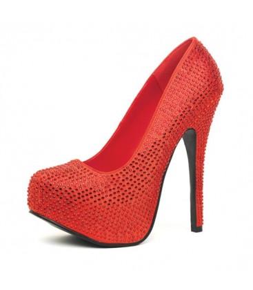 LEG AVENUE BOMBSHELL PUMP ROJO SATINADO CON STRASS