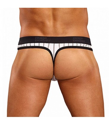 MALE POWER TANGA BLANCO RAYAS NEGRAS