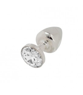 PLUG DE METAL PLATEADO CON CRISTAL DE 30 MM