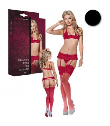 KISS ME CHEEKY GIRL CONJUNTO 3 PIEZAS NEGRO
