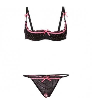 KISS ME PINK POLKA DOTS SUJETADOR ABIERTO NEGRO