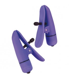 PINZAS PARA PEZONES CON VIBRADOR MORADO