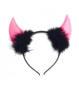 DIADEMA CUERNO DIABLO FUCSIA