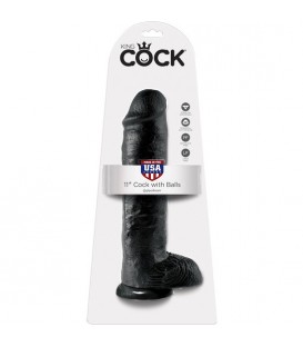 KING COCK PENE REALISTICO CON TESTICULOS 28 CM NEGRO