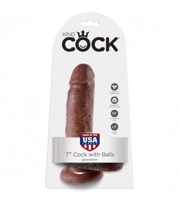 KING COCK PENE REALISTICO CON TESTICULOS 18 CM MARRON