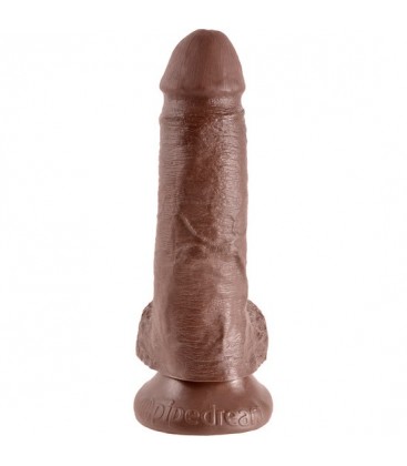 KING COCK PENE REALISTICO CON TESTICULOS 18 CM MARRON