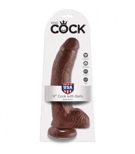 KING COCK PENE REALISTICO CON TESTICULOS 23 CM MARRON