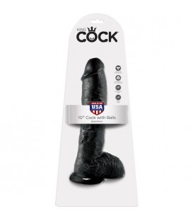 KING COCK PENE REALISTICO CON TESTICULOS 25.5 CM NEGRO