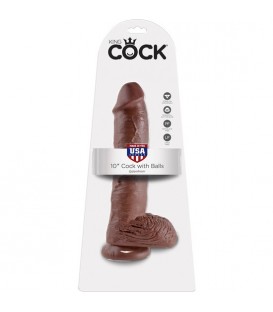 KING COCK CONSOLADOR REALISTICO CON TESTICULOS 25.5 CM MARRON