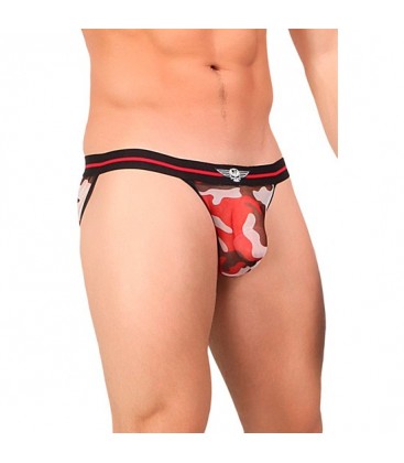 MALE POWER SLIP ESTAMPADO CAMUFLAJE TRANSPARENCIA ROJO